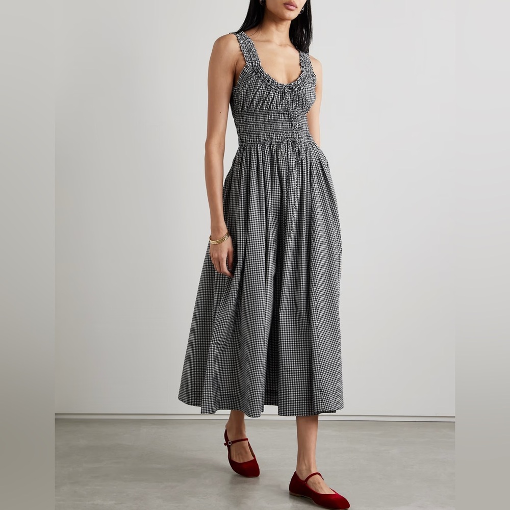 DÔEN Emmaretta Gingham Midi-Dress Size M